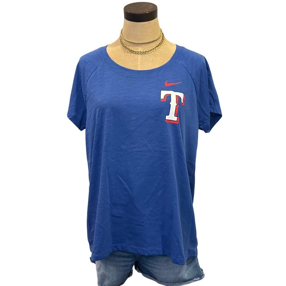 NIKE Texas Ranger MLB Baseball Tee T-Shirt Open Back Women XL
